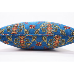 Fabric Pillow, Fabric Pillow 20x20,Navy Blue Topkapi Palace Tulip Pattern Turkish Jacquard Fabric Pillow, Chenille Fabric Pillow