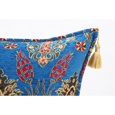 Fabric Pillow, Fabric Pillow 20x20,Navy Blue Topkapi Palace Tulip Pattern Turkish Jacquard Fabric Pillow, Chenille Fabric Pillow