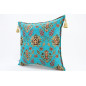 Fabric Pillow, Fabric Pillow 20x20, Turquoise Blue Topkapi Palace Tulip Pattern Turkish Jacquard Fabric Pillow, Chenille Pillow