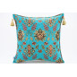 Fabric Pillow, Fabric Pillow 20x20, Turquoise Blue Topkapi Palace Tulip Pattern Turkish Jacquard Fabric Pillow, Chenille Pillow