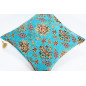 Fabric Pillow, Fabric Pillow 20x20, Turquoise Blue Topkapi Palace Tulip Pattern Turkish Jacquard Fabric Pillow, Chenille Pillow