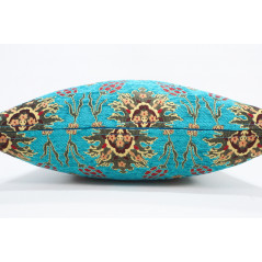 Fabric Pillow, Fabric Pillow 20x20, Turquoise Blue Topkapi Palace Tulip Pattern Turkish Jacquard Fabric Pillow, Chenille Pillow