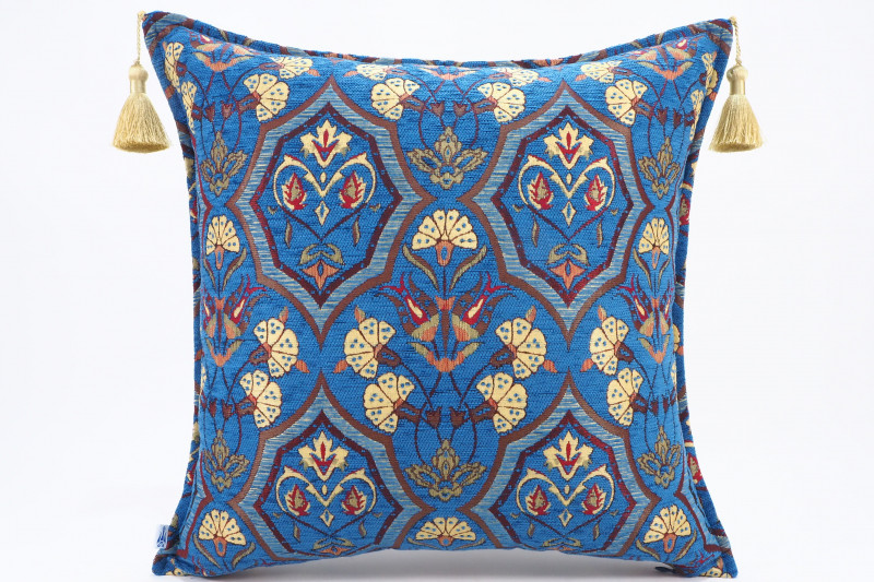 Fabric Pillow,Fabric Pillow 20x20,Navy Blue Carnation Pattern Turkish Jacquard Fabric Pillow Cover, Throw Pillow, Lumbar Pillows