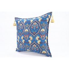 Fabric Pillow,Fabric Pillow 20x20,Navy Blue Carnation Pattern Turkish Jacquard Fabric Pillow Cover, Throw Pillow, Lumbar Pillows