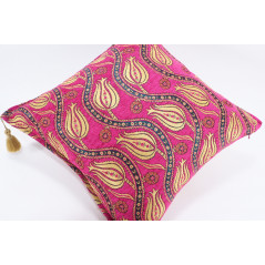 Fabric Pillow, Fabric Pillow 20x20, Mazenda Pink Water Line Tulip Pattern Turkish Jacquard Fabric Pillow, Accent Lumber Pillow