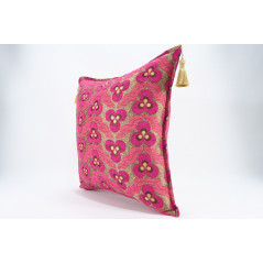 Fabric Pillow, Fabric Pillow 20x20, Mazenda Pink Tiger Eyes Pattern Turkish Jacquard Fabric Pillow, Throw Pillow, Lumbar Pillows