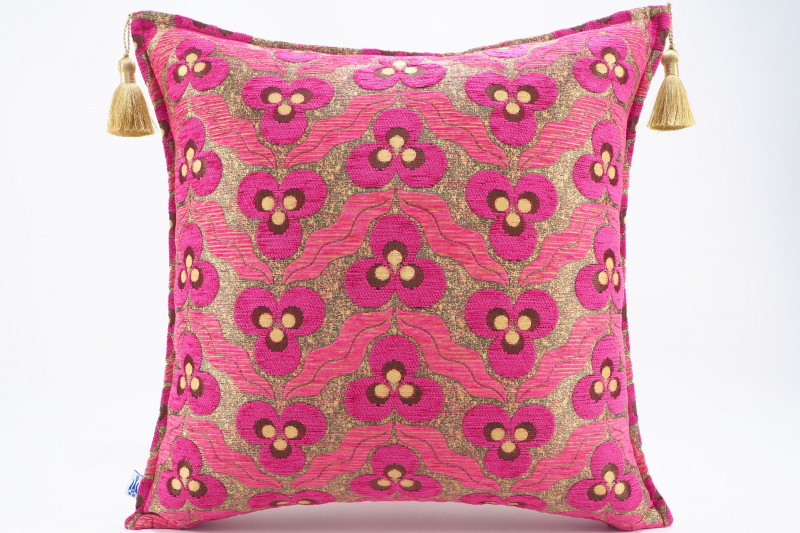 Fabric Pillow, Fabric Pillow 20x20, Mazenda Pink Tiger Eyes Pattern Turkish Jacquard Fabric Pillow, Throw Pillow, Lumbar Pillows