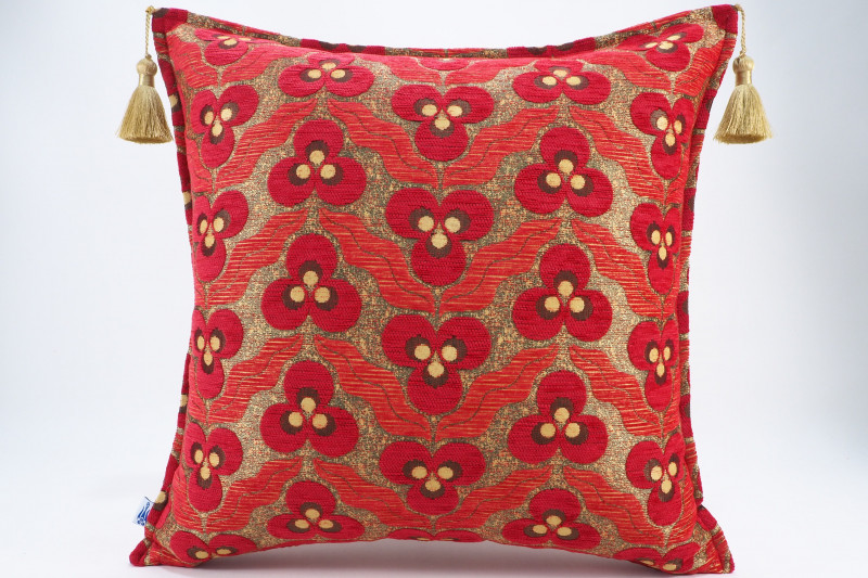 Fabric Pillow, Fabric Pillow 20x20, Red Tiger Eyes Pattern Turkish Jacquard Fabric Pillow Cover, Throw Pillow, Lumbar Pillows