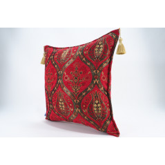 Fabric Pillow, Fabric Pillow 20x20, Red Morocco Pattern Turkish Jacquard Fabric Pillow Cover, Chenille Lumber Pillow,Sofa Pillow