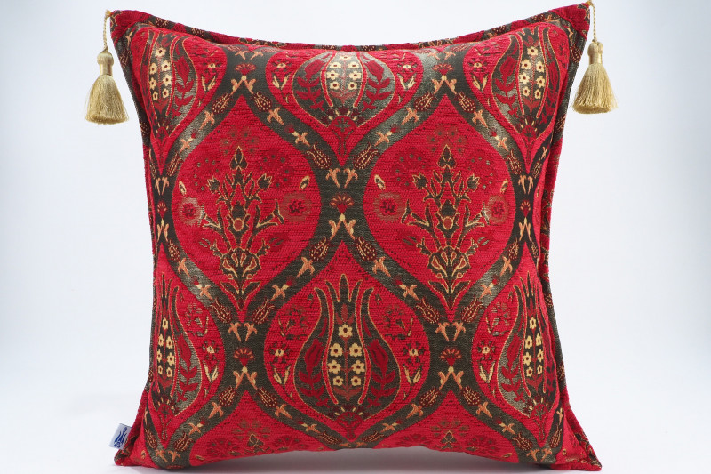 Fabric Pillow, Fabric Pillow 20x20, Red Morocco Pattern Turkish Jacquard Fabric Pillow Cover, Chenille Lumber Pillow,Sofa Pillow