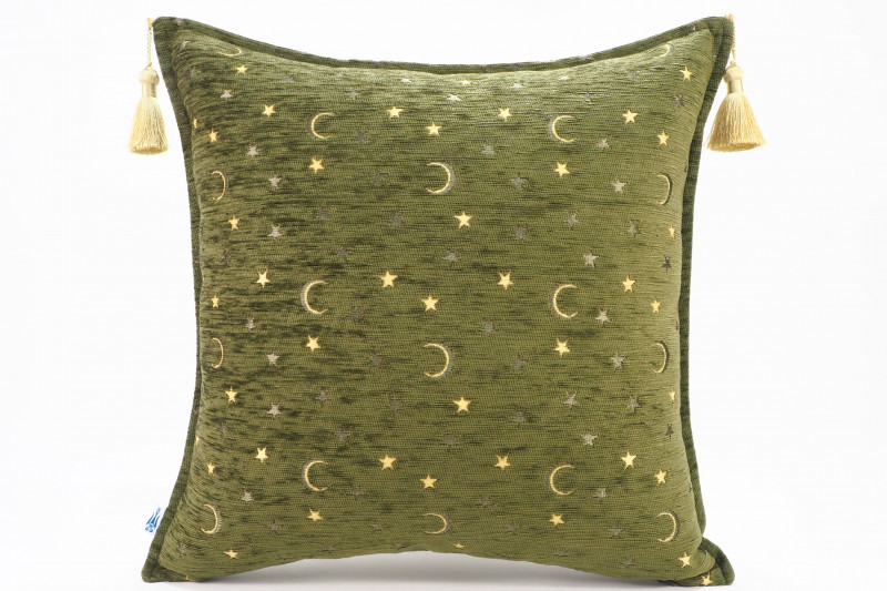 Fabric Pillow,Fabric Pillow 20x20,Moss Green Arabian Night Pattern Turkish Jacquard Fabric Pillow Cover,Throw and Lumbar Pillows