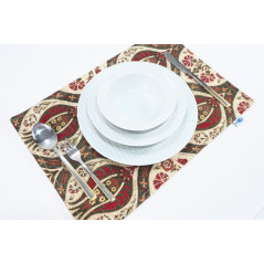 PlaceMats,Table Linens 12x18,Beige Morocco Pattern Turkish Fabric Table Mat, Table Decoration, Kitchen Dining Placemats, Living