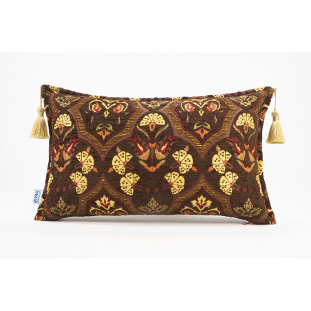 Fabric Pillow, Fabric Pillow 12x20, Brown Carnation Pattern Turkish Fabric Pillow,Decorative Throw Pillow,Bohemian Pillow