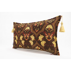 Fabric Pillow, Fabric Pillow 12x20, Brown Carnation Pattern Turkish Fabric Pillow,Decorative Throw Pillow,Bohemian Pillow