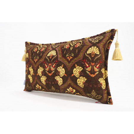 Fabric Pillow, Fabric Pillow 12x20, Brown Carnation Pattern Turkish Fabric Pillow,Decorative Throw Pillow,Bohemian Pillow