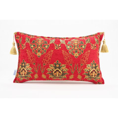 Fabric Pillow,Fabric Pillow 12x20,Red Topkapi Palace Tulip Pattern Turkish Fabric Pillow Cover,Decorative Pillow,Throw Pillow