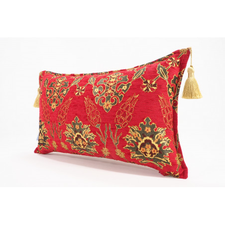 Fabric Pillow,Fabric Pillow 12x20,Red Topkapi Palace Tulip Pattern Turkish Fabric Pillow Cover,Decorative Pillow,Throw Pillow