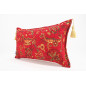 Fabric Pillow, Fabric Pillow 12x20, Red Caucasus Carnation Pattern Turkish Fabric Pillow, Decorative Bohemian Pillow