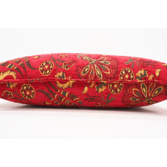 Fabric Pillow, Fabric Pillow 12x20, Red Caucasus Carnation Pattern Turkish Fabric Pillow, Decorative Bohemian Pillow