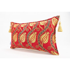 Fabric Pillow, Fabric Pillow 12x20, Red Water Line Tulip Pattern Turkish Fabric Pillow, Decorative Pillow, Bohemian Pillow