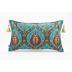 Fabric Pillow,Fabric Pillow 12x20,Turquoise Blue Morocco Pattern Tulip Turkish Fabric Pillow,Decorative Pillow,Bohemian Pillow