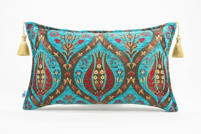 Fabric Pillow,Fabric Pillow 12x20,Turquoise Blue Morocco Pattern Tulip Turkish Fabric Pillow,Decorative Pillow,Bohemian Pillow