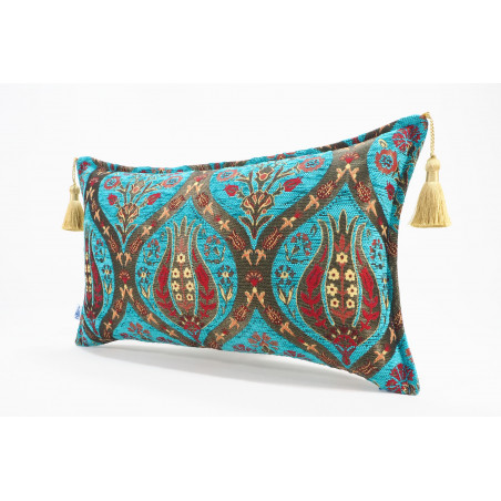 Fabric Pillow,Fabric Pillow 12x20,Turquoise Blue Morocco Pattern Tulip Turkish Fabric Pillow,Decorative Pillow,Bohemian Pillow