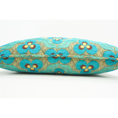 Fabric Pillow, Fabric Pillow 12x20, Turquoise Blue Tiger Eyes Pattern Turkish Fabric Pillow Cover, Decorative Bohemian Pillow