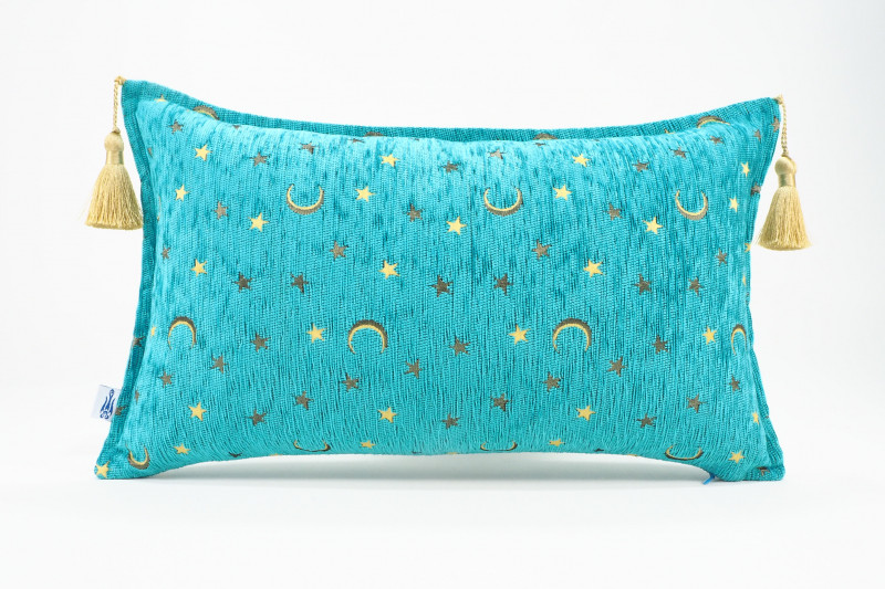 Fabric Pillow,Fabric Pillow 12x20,Turquoise Blue Arabian Night Pattern Turkish Fabric Pillow Cover,Decorative And Throw Pillow