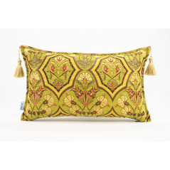 Fabric Pillow, Fabric Pillow 12x20, PIstachio Green Carnation Pattern Turkish Fabric Pillow, Decorative Pillow, Bohemian Pillow