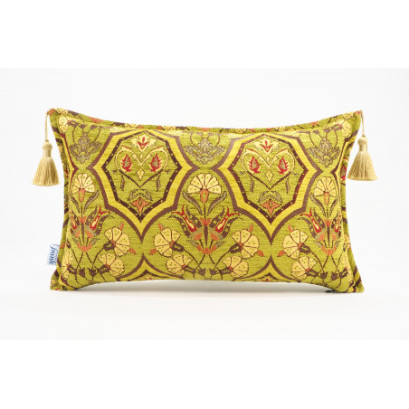 Fabric Pillow, Fabric Pillow 12x20, PIstachio Green Carnation Pattern Turkish Fabric Pillow, Decorative Pillow, Bohemian Pillow