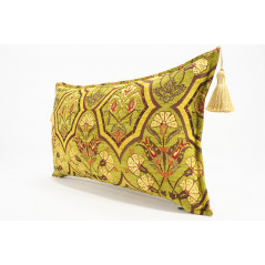 Fabric Pillow, Fabric Pillow 12x20, PIstachio Green Carnation Pattern Turkish Fabric Pillow, Decorative Pillow, Bohemian Pillow