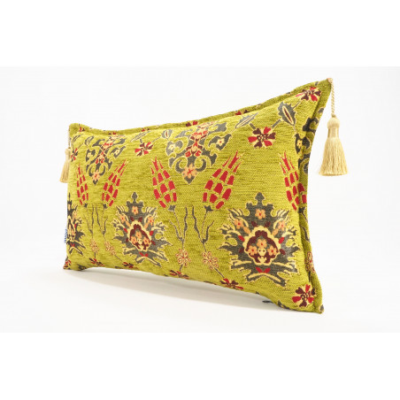 Fabric Pillow, Fabric Pillow 12x20, Pistachio Green Topkapi Palace Tulip Pattern Turkish Fabric Pillow, Decorative Throw Pillow