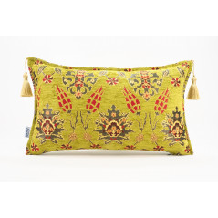 Fabric Pillow, Fabric Pillow 12x20, Pistachio Green Topkapi Palace Tulip Pattern Turkish Fabric Pillow, Decorative Throw Pillow