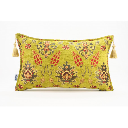 Fabric Pillow, Fabric Pillow 12x20, Pistachio Green Topkapi Palace Tulip Pattern Turkish Fabric Pillow, Decorative Throw Pillow