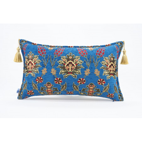 Fabric Pillow, Fabric Pillow 12x20, Navy Blue Topkapi Palace Tulip Pattern Turkish Fabric Pillow Cover, Decorative Throw Pillow