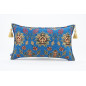 Fabric Pillow, Fabric Pillow 12x20, Navy Blue Topkapi Palace Tulip Pattern Turkish Fabric Pillow Cover, Decorative Throw Pillow