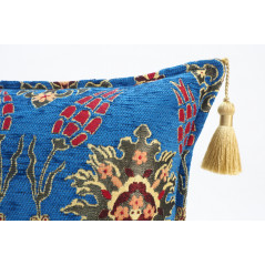 Fabric Pillow, Fabric Pillow 12x20, Navy Blue Topkapi Palace Tulip Pattern Turkish Fabric Pillow Cover, Decorative Throw Pillow