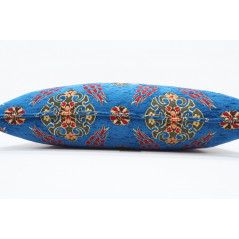 Fabric Pillow, Fabric Pillow 12x20, Navy Blue Topkapi Palace Tulip Pattern Turkish Fabric Pillow Cover, Decorative Throw Pillow