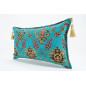 Fabric Pillow, Fabric Pillow 12x20, Turquoise Blue Topkapi Palace Tulip Pattern Turkish Fabric Pillow, Decorative Throw Pillow