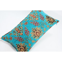 Fabric Pillow, Fabric Pillow 12x20, Turquoise Blue Topkapi Palace Tulip Pattern Turkish Fabric Pillow, Decorative Throw Pillow