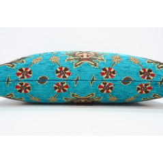 Fabric Pillow, Fabric Pillow 12x20, Turquoise Blue Topkapi Palace Tulip Pattern Turkish Fabric Pillow, Decorative Throw Pillow