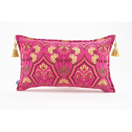 Fabric Pillow, abric Pillow 12x20,Mazenda Pink Carnation Pattern Turkish Fabric Pillow,Decorative Throw Pillow,Bohemian Pillow