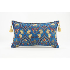 Fabric Pillow,Fabric Pillow 12x20,Navy Blue Carnation Pattern Turkish Fabric Pillow,Decorative Throw Pillow,Bohemian Pillow