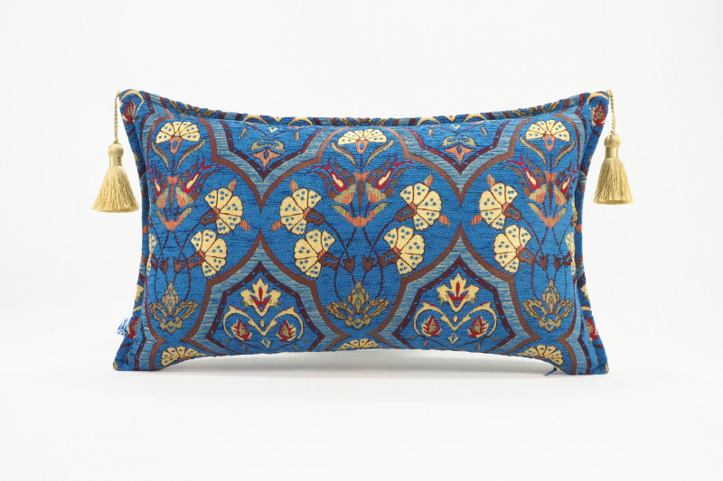 Fabric Pillow,Fabric Pillow 12x20,Navy Blue Carnation Pattern Turkish Fabric Pillow,Decorative Throw Pillow,Bohemian Pillow