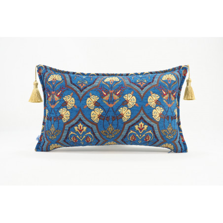 Fabric Pillow,Fabric Pillow 12x20,Navy Blue Carnation Pattern Turkish Fabric Pillow,Decorative Throw Pillow,Bohemian Pillow