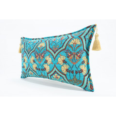 Fabric Pillow,Fabric Pillow 12x20,Turquoise Blue Carnation Pattern Turkish Fabric Pillow,Decorative Throw Pillow,Bohemian Pillow