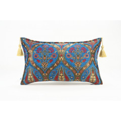 Fabric Pillow, Fabric Pillow 12x20, Navy Blue Morocco Pattern Tulip Turkish Fabric Pillow, Decorative Pillow, Bohemian Pillow