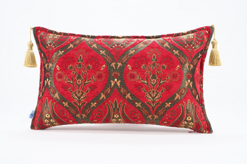 Fabric Pillow, Fabric Pillow 12x20, Red Morocco Pattern Tulip Turkish Fabric Pillow, Decorative Pillow, Bohemian Pillow