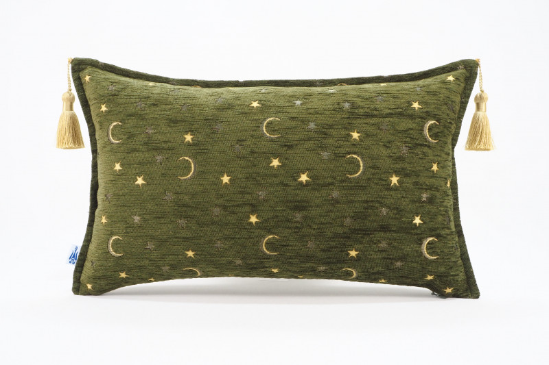 Fabric Pillow, Fabric Pillow 12x20, Moss Green Arabian Night Pattern Turkish Fabric Pillow Cover, Decorative And Throw Pillow